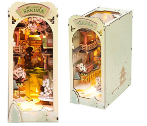 ROBOTIME Składany Drewniany Model 3D LED - Book Nook Opadająca Sakura