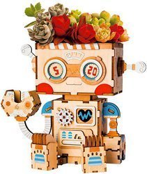 ROBOTIME 3D Wooden Puzzle - Robot Flower Pot