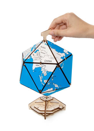 EWA Wooden 3D Puzzle - Twentieth Wall Blue Globe