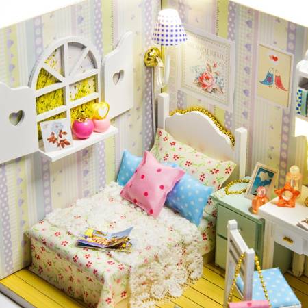 LITTLE STORY Miniature House Kit DIY Wooden LED Model - Barbara's Room