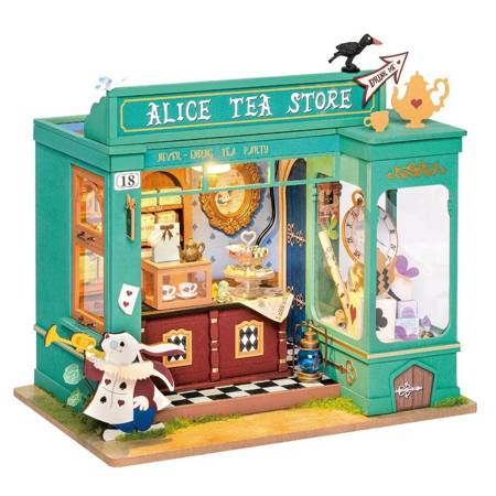 ROBOTIME Foldable Wooden Model 3D Puzzle Alice's Tea Room