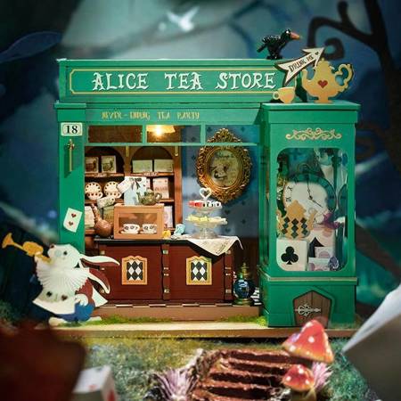 ROBOTIME Foldable Wooden Model 3D Puzzle Alice's Tea Room