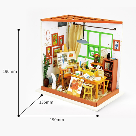 ROBOTIME Folding Wooden LED Model - Painting Studio