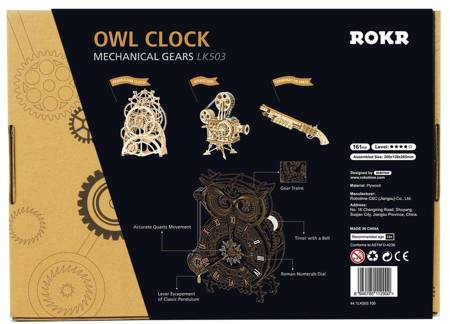 ROBOTIME Wooden 3D Puzzle - Owl Clock