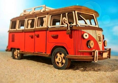 ROBOTIME Wooden Model Puzzle 3D Retro Camper