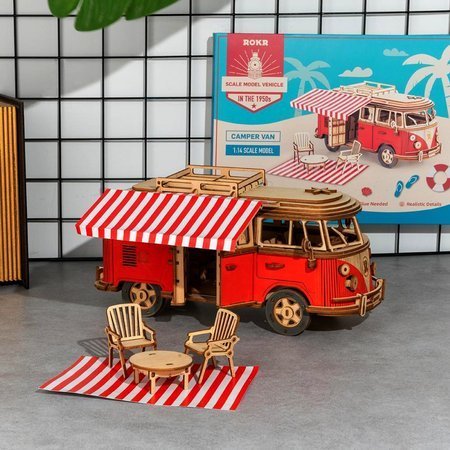 ROBOTIME Wooden Model Puzzle 3D Retro Camper