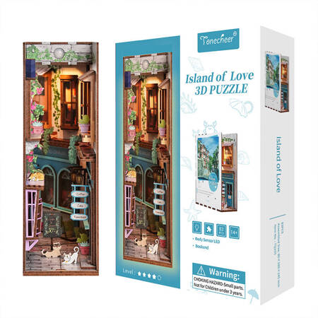 Tonecheer Składany Drewniany Model 3D LED - Book Nook Island of Love