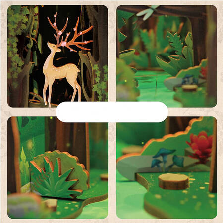 Tonecheer Składany Drewniany Model 3D LED - Book Nook Story of The Forest