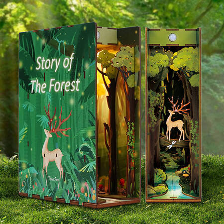 Tonecheer Składany Drewniany Model 3D LED - Book Nook Story of The Forest