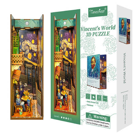 Tonecheer Składany Drewniany Model 3D LED - Book Nook Vincent's World