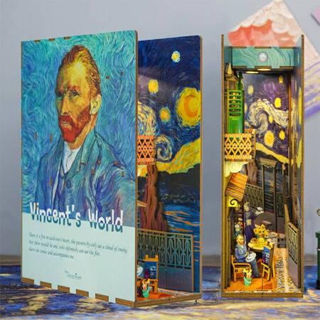 Tonecheer Składany Drewniany Model 3D LED - Book Nook Vincent's World