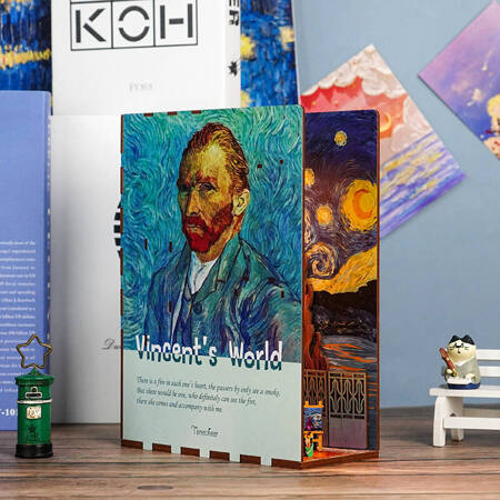 Tonecheer Składany Drewniany Model 3D LED - Book Nook Vincent's World