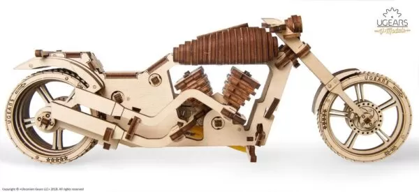 UGEARS Folding Wooden 3D Mechanical Model - Motorcycle VM-02