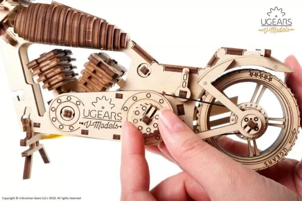 UGEARS Folding Wooden 3D Mechanical Model - Motorcycle VM-02