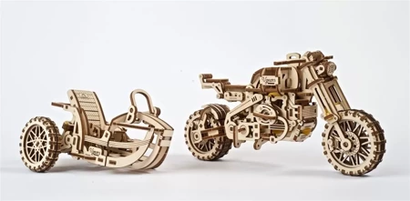 UGEARS Składany Drewniany Model 3D - Scrambler UGR-10 z bocznym wózkiem