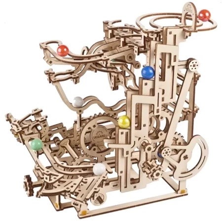 UGEARS Składany Drewniany Model 3D - Tor Kulkowy Wciągnik Poziomowy