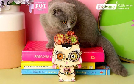 ROBOTIME 3D Wooden Puzzle - Flower Pot Cat