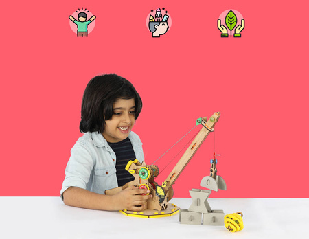 Smartivity Wooden Mechanical 3D Puzzle - Construction Crane