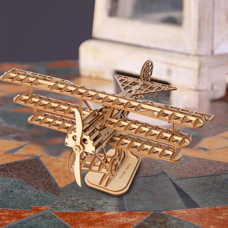 ROBOTIME Wooden 3D Puzzle - Tri-plane Airplane