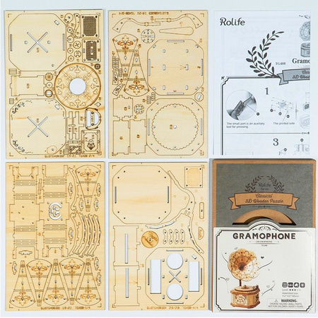ROBOTIME Drewniane Puzzle 3D - Gramofon