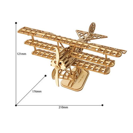 ROBOTIME Wooden 3D Puzzle - Tri-plane Airplane