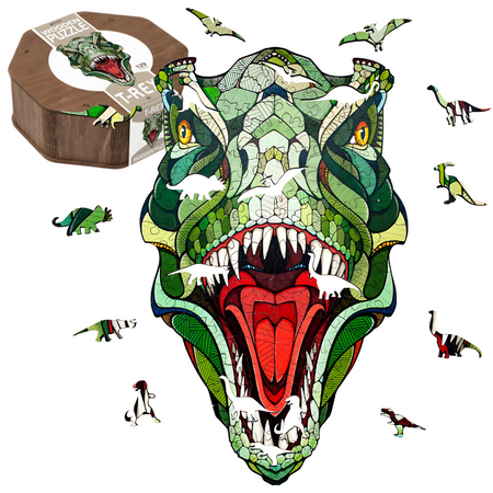 EWA Wooden 2D Puzzle - T-Rex Puzzle