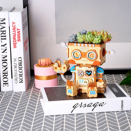 ROBOTIME 3D Wooden Puzzle - Robot Flower Pot