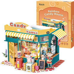 ROBOTIME Folding Wooden Model Puzzle 3D Rainbow Candy Shop