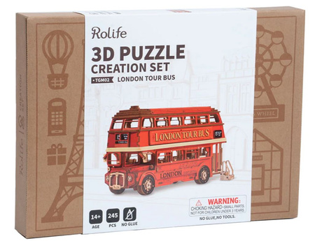 ROBOTIME Drewniane Puzzle Model 3D DIY Londyński Autobus