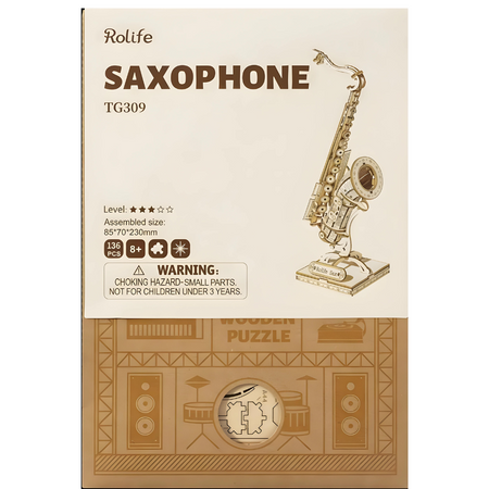 ROBOTIME 3D Wooden Puzzle - Saxophone