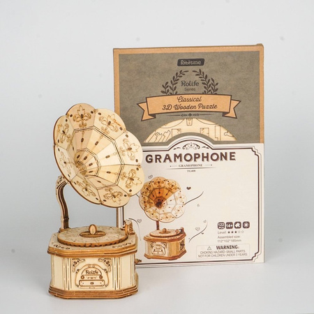 ROBOTIME Drewniane Puzzle 3D - Gramofon