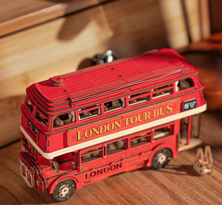 ROBOTIME Drewniane Puzzle Model 3D DIY Londyński Autobus