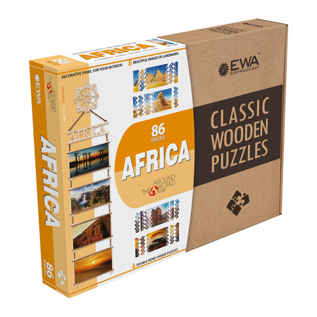 EWA Drewniane  Dwustronne Puzzle - Afryka