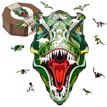 EWA Drewniane Puzzle 2D - Układanka T-Rex
