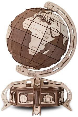 EWA Drewniane Puzzle 3D Brązowy Globus