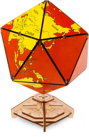 EWA Drewniane Puzzle 3D - Dwudziestościenny Czerwony Globus