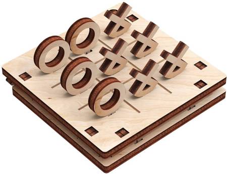 Mr.Playwood Drewniany Model Puzzle 3D Kółko-Krzyż