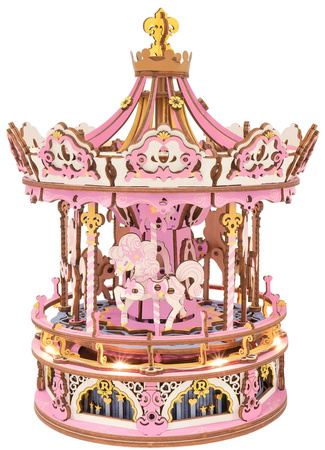 ROBOTIME Drewniane Puzzle 3D - Pozytywka LED Karuzela