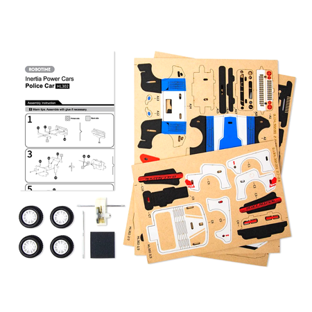 ROBOTIME Drewniane Puzzle 3D - Ruchomy Samochód Policja