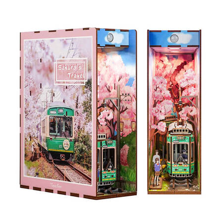 Tonecheer Składany Drewniany Model 3D LED - Book Nook Sakura's Travel