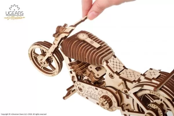 UGEARS Składany Drewniany Model Mechaniczny 3D - Motocykl VM-02